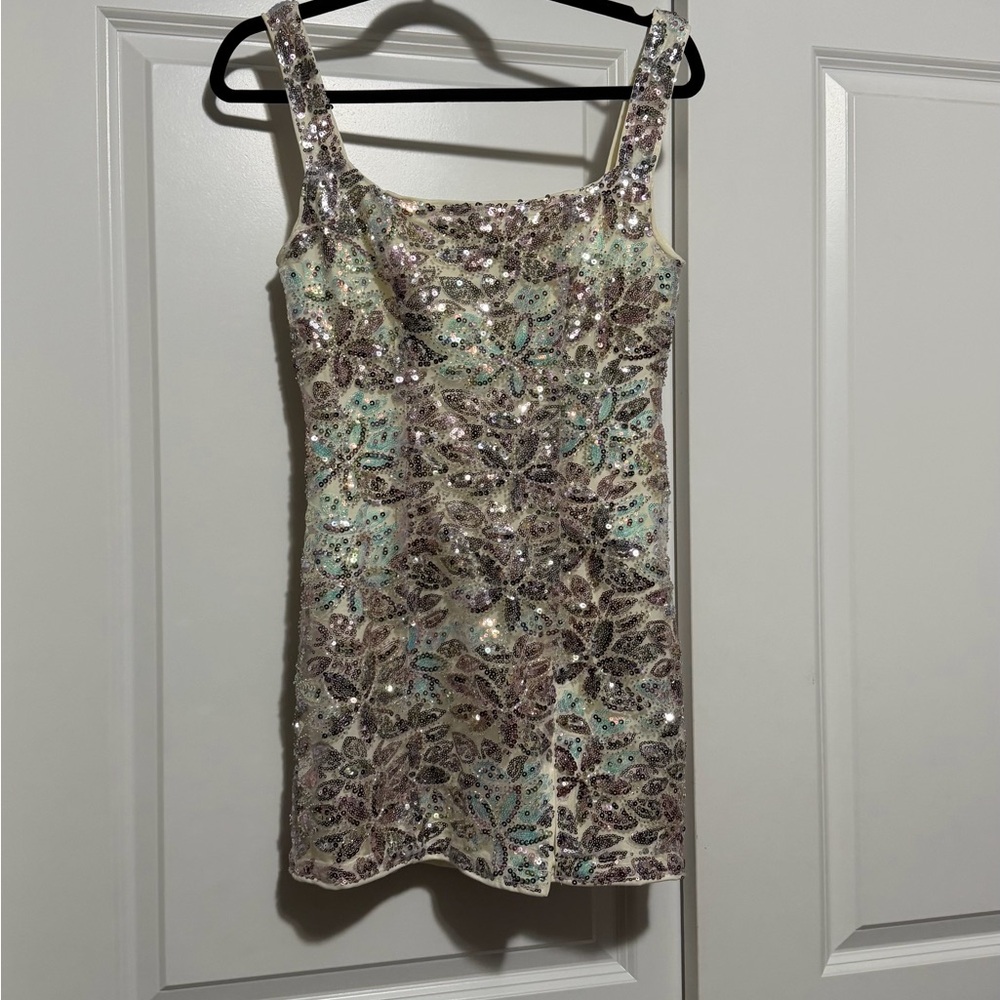 Sequin Embellished Floral Dress